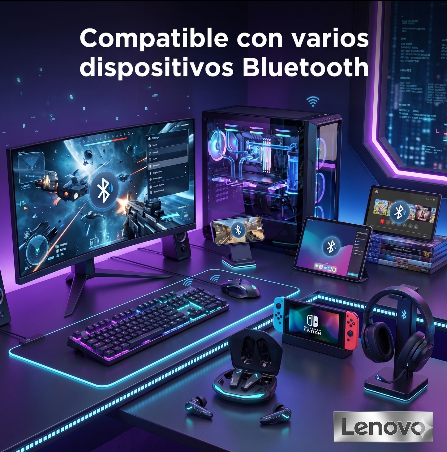 Audífonos Gaming LENOVO GM2 Pro – Sonido Envolvente · Batería de larga duración · RGB