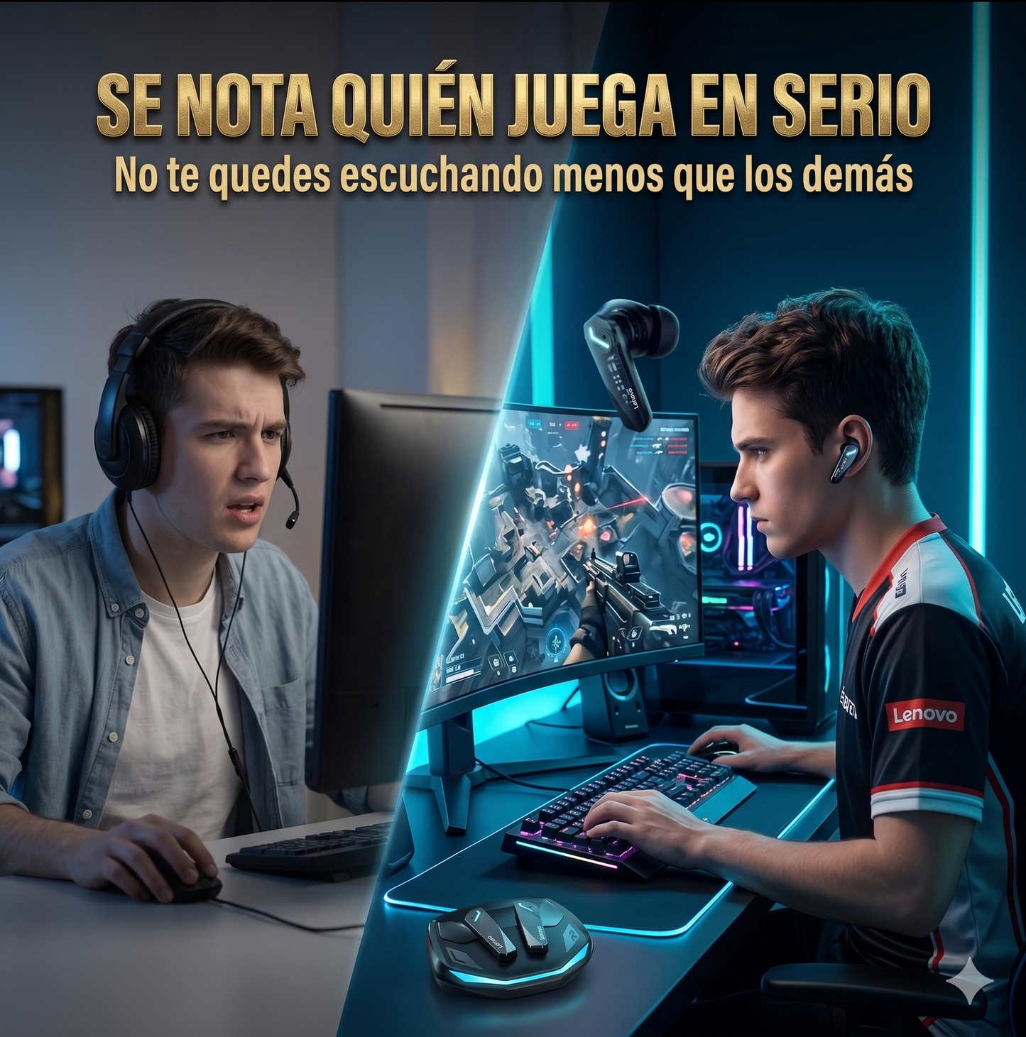 Audífonos Gaming LENOVO GM2 Pro – Sonido Envolvente · Batería de larga duración · RGB